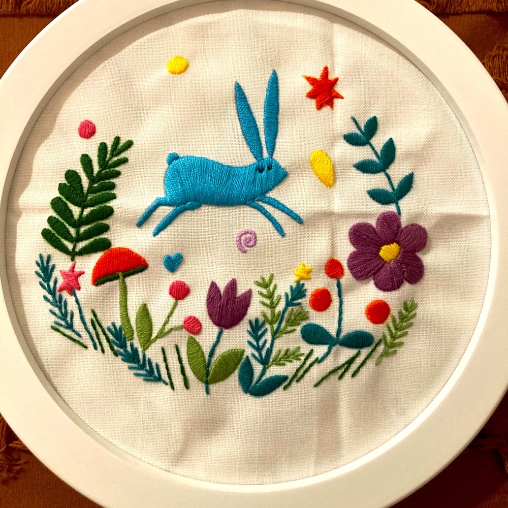 Hand embroidered Easter Bunny wall decoration